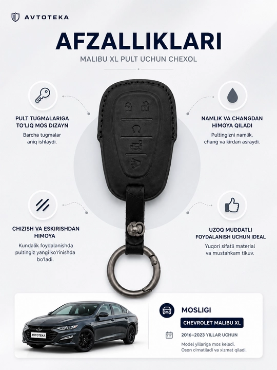 Чехол для ключа Chevrolet Malibu XL, защитный чехол для смарт-ключа, чехол для брелока