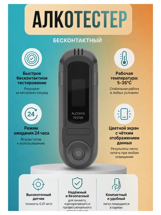 Kontaktsiz alkogotester (black)