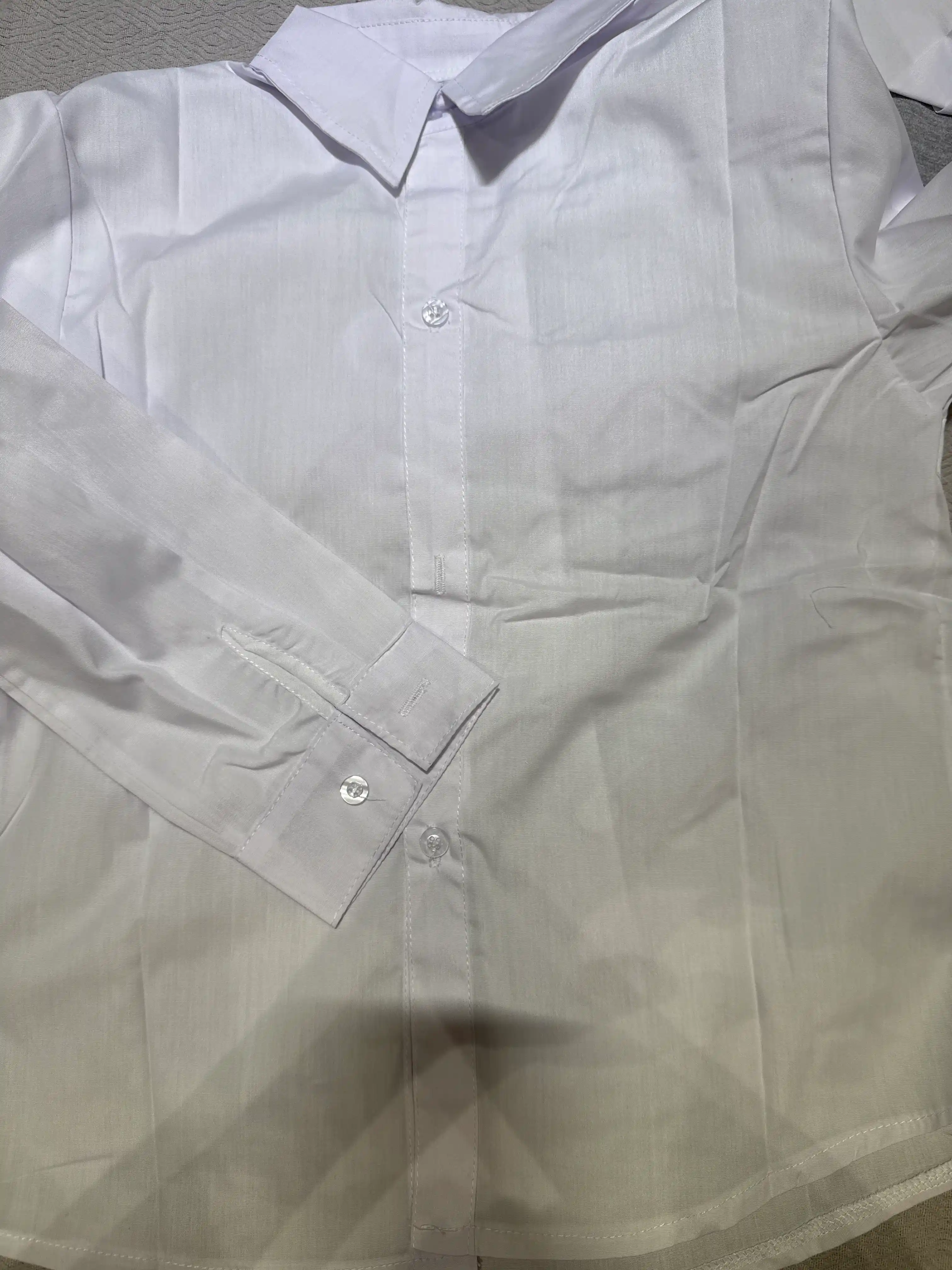 Школьная белая рубашка с длинным рукавом для девочек. 7-15 лет