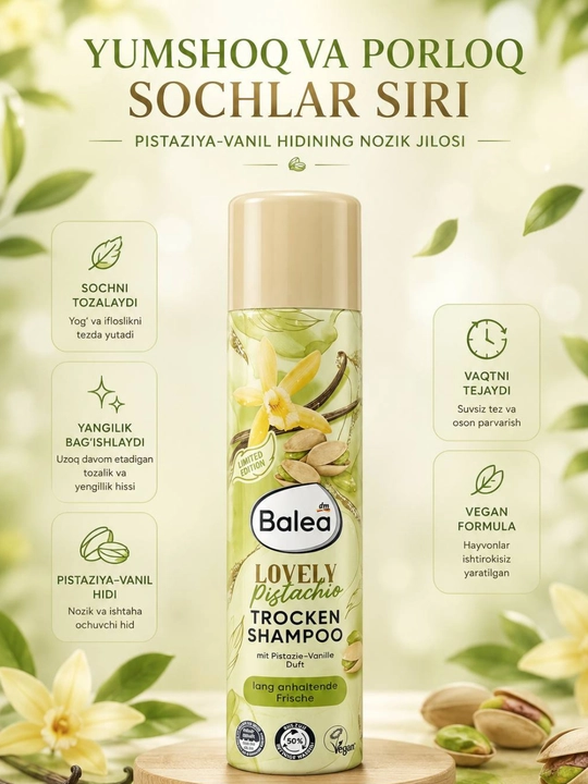 Balea Trocken Shampoo quruq shampun, sochni tez tozalaydi, yog'ni yutadi, 200 ml - 