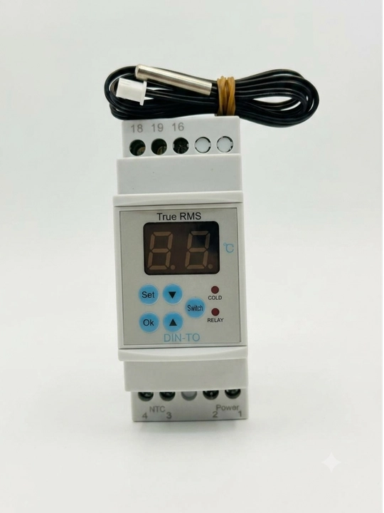 DIN-TO True RMS raqamli termoregulyator DIN-reyka uchun, harorat datchigi bilan - 