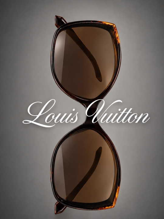 Louis Vuitton yozuvli ayollar quyosh ko‘zoynagi, katta geometrik ramkali