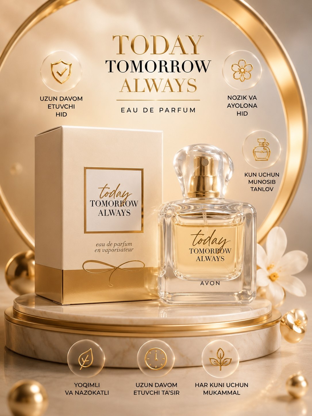 Today Tomorrow Always ayollar atiri, uzoq saqlanuvchi gulli hidli parfyumeriya suvi, 50 ml - 