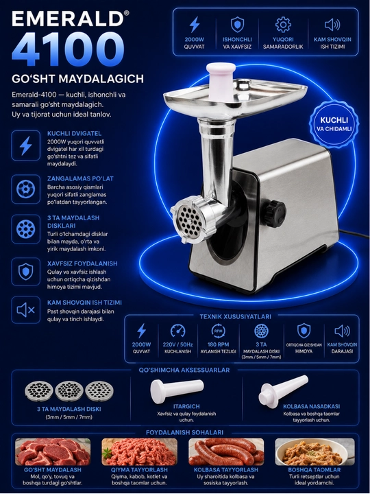 Emerald El-4100 go‘sht maydalagichi - 