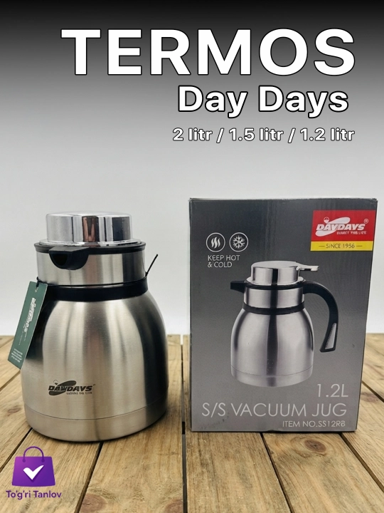 Термос Day Days, 2 л / 1.5 л / 1.2 л – для чая, кофе и горячих, холодных напитков