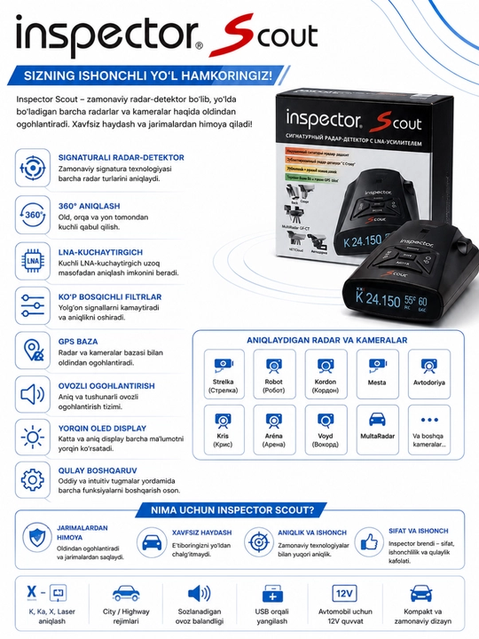 Inspector Scout radar-detektori (antiradar)