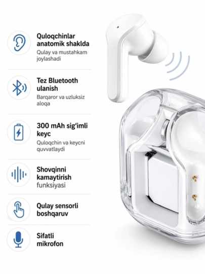 AIBT Bluetooth 5.3 TWS simsiz quloqchinlari, LED displey va Type-C zaryadlash qutisi bilan