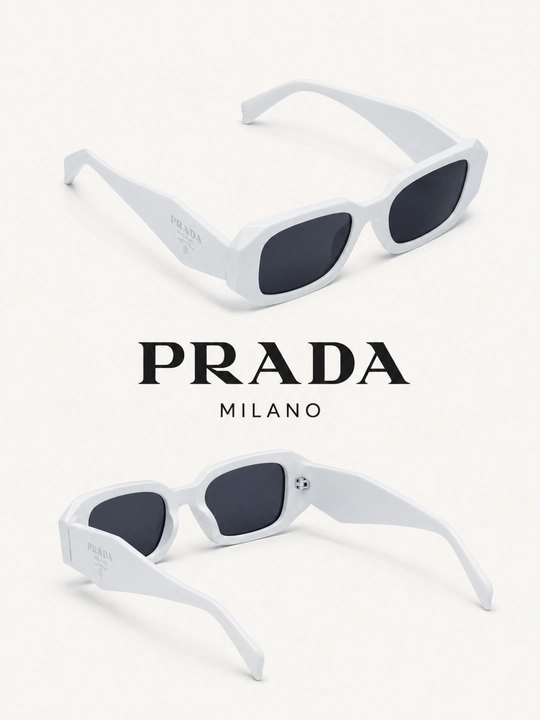 PRADA Milano yozuvli ayollar quyosh ko‘zoynagi, qalin to‘rtburchak ramkali
