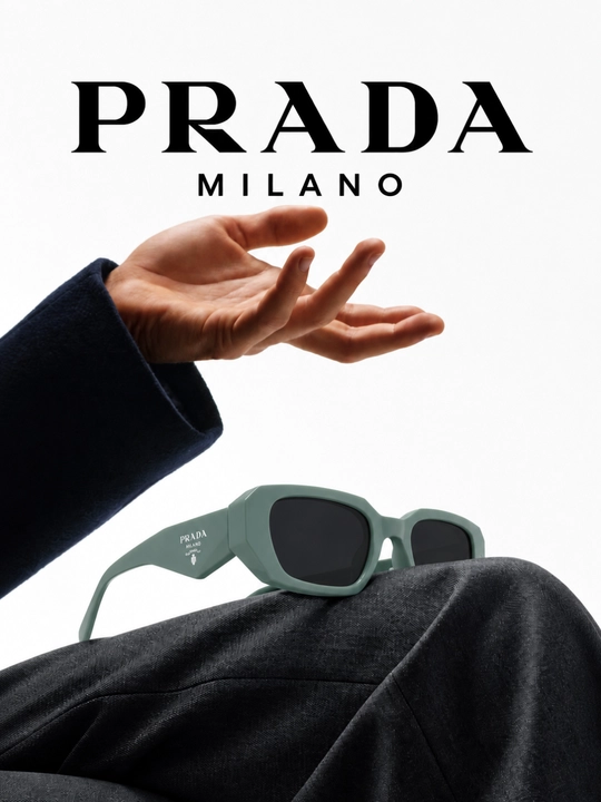 PRADA Milano yozuvli ayollar quyosh ko‘zoynagi, qalin to‘rtburchak ramkali