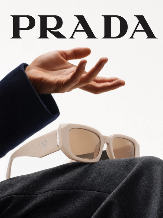 PRADA Milano yozuvli ayollar quyosh ko‘zoynagi, qalin to‘rtburchak ramkali