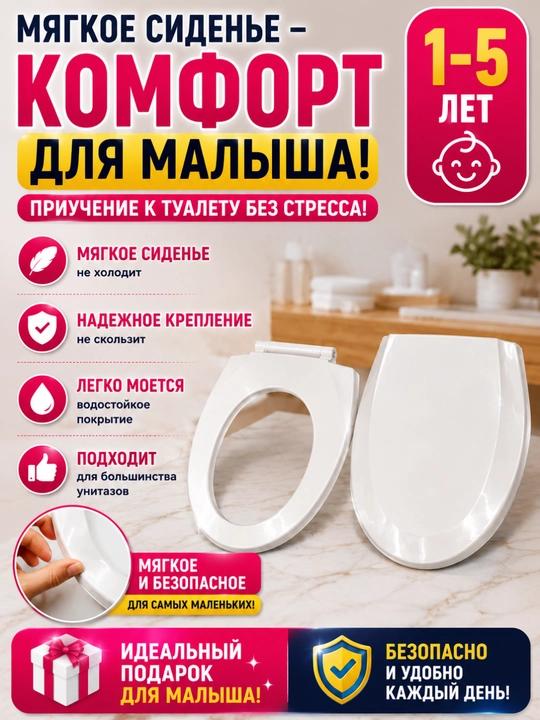 Детское мягкое сиденье для унитаза с крышкой, накладка на унитаз 1–5 лет