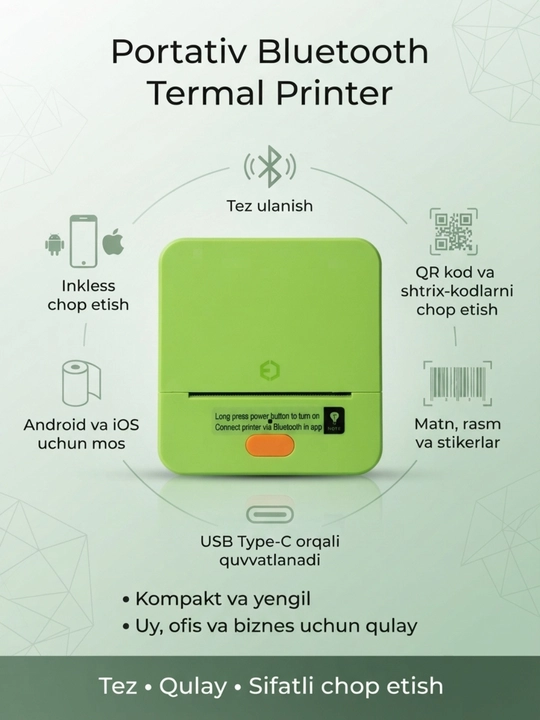 Bluetooth termal yorliq printeri iTech T1