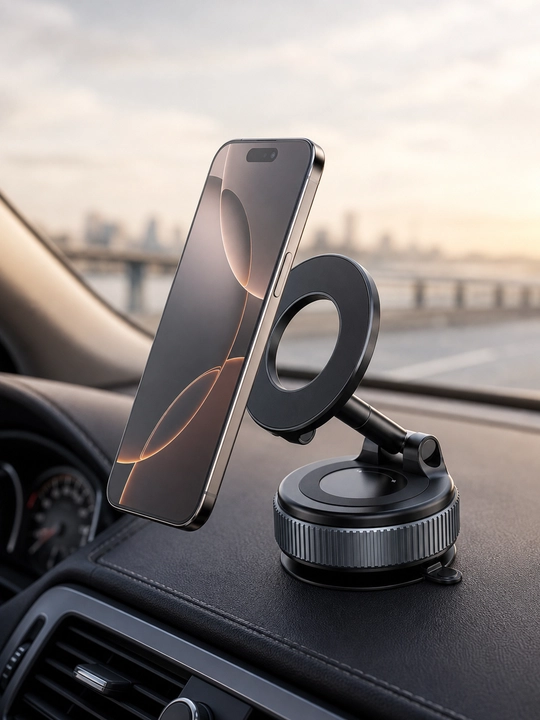 Telefon uchun magnitli ushlagich, 360° ga aylanadigan vakuumli avtoushlagich - 