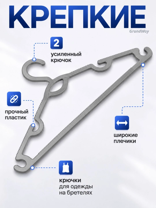 Набор пластиковых вешалок для одежды и брюк, плечики с зацепами и рифлением, до 5 кг
