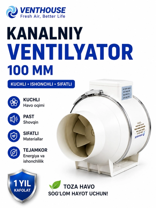 Venthouse  kanal ventilyatori, past shovqinli, kuchli havo oqim - 