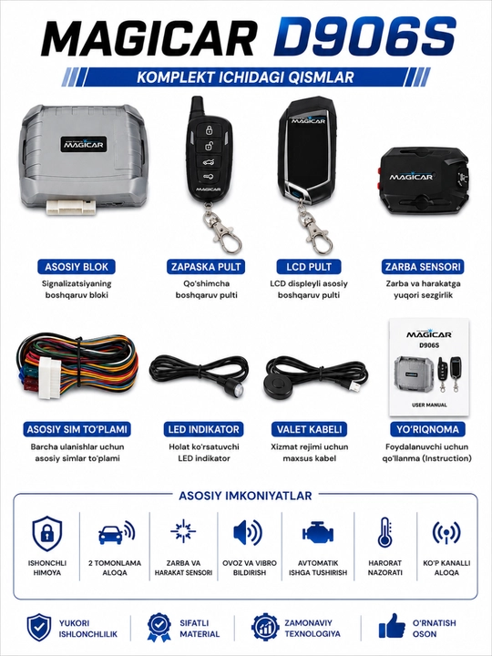Magicar D906 S avtomobil xavfsizlik tizimi