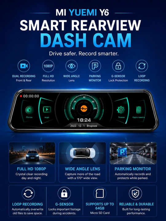 MI Yuemi Y6 avtomobil videoregistratori - 
