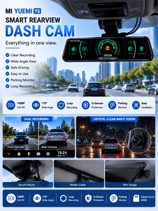 MI Yuemi Y6 avtomobil videoregistratori