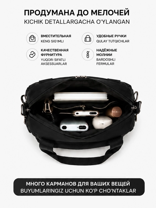 Женская сумка на каждый день, текстиль, с множеством карманов, 17 л