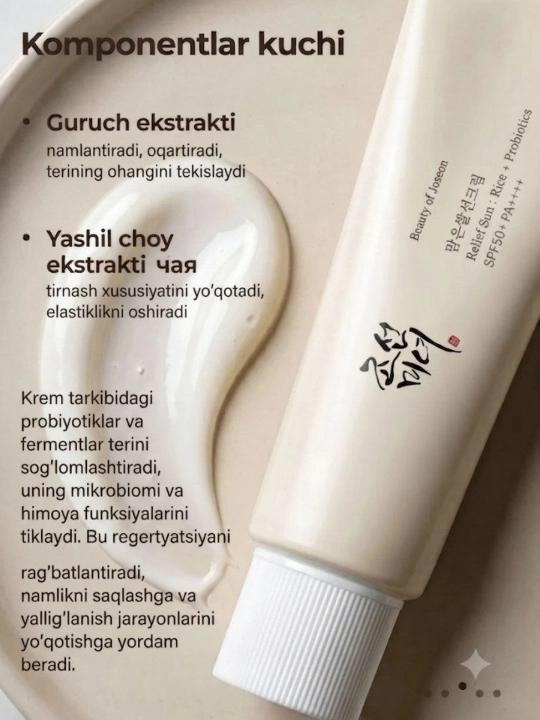 SPF50 quyoshdan himoya kremi Beauty of Joseon Relief Sun