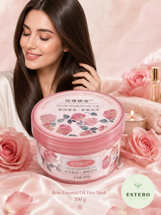 Маска для волос с эфирным маслом розы Rose Essential Oil мягкость и блеск 300г - 