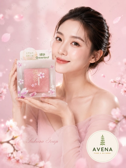 Greenleaf Sakura увлажняющее мыло для лица — сакура натуральное против клещей - 