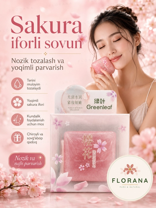 Greenleaf Sakura нежное увлажняющее мыло для лица против клещей деликатное