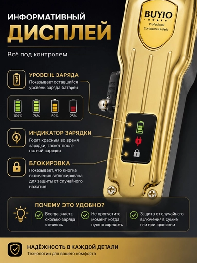 Машинка для стрижки волос с LED-индикатором, профессиональный триммер