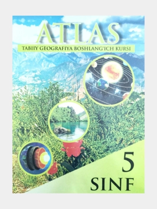 Географический атлас + контурная карта, 4–9 класс, русский и узбекский - 
