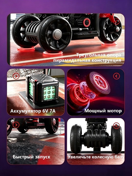 Детский трехколесный электромотоцикл