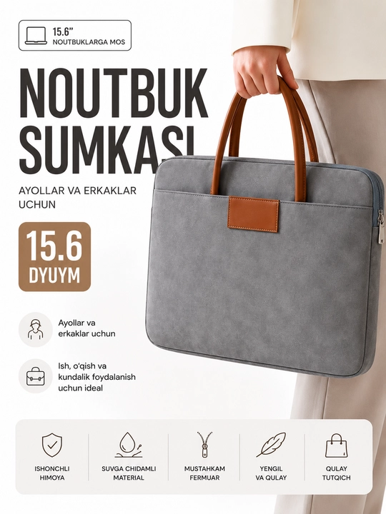 Noutbuk sumkasi, O'lchami: 15.6 dyuym - 