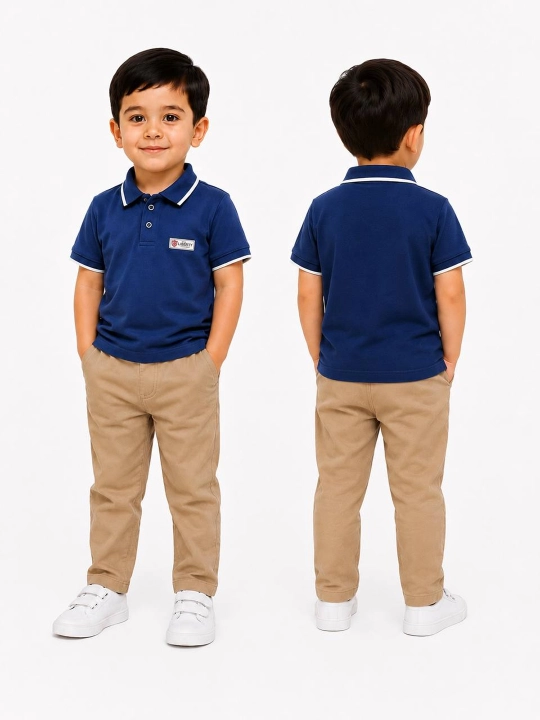 Bolalar uchun yoqali polo futbolka, 100% paxta, 2–4 yosh - 