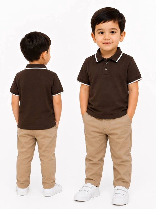 Bolalar uchun yoqali polo futbolka, 100% paxta, 2–4 yosh - 