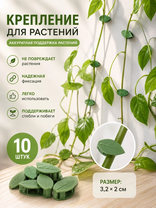 Опора для растений, Фиксатор для цветов и растений для поддержки стеблей, Клипсы, Липучка