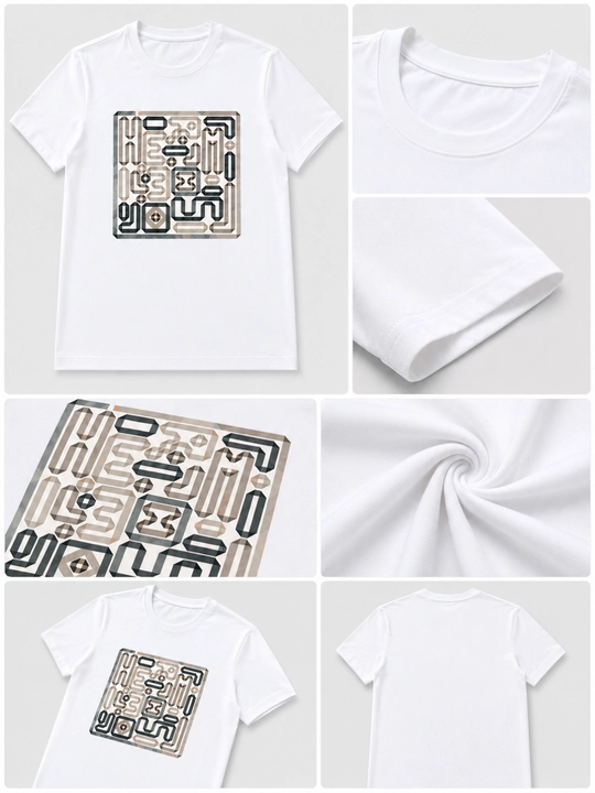 Erkaklar  futbolka geometrik printli casual yozgi kalta yeng futbolka