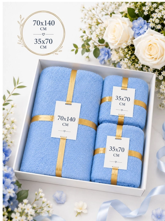 Premium 3 dona sochiqlar to‘plami – yumshoq mikrofiber hammom va yuz sochiqlari, sovg‘abop