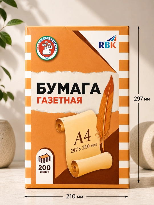 Gazetali qog'oz A4, 200 varaq, 42 g-m², yozish va o'rash uchun
