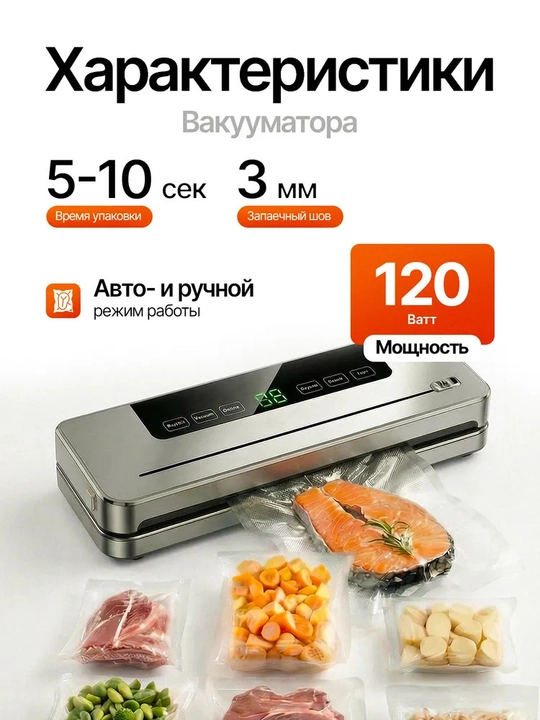Vakum apparat + vakumli paket, vakuumli qadoqlash mashinasi, vakumator mahsulotlar uchun