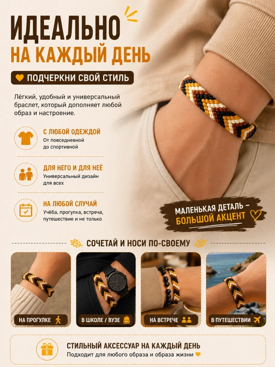 Плетёный браслет дружбы из цветных нитей, унисекс - 