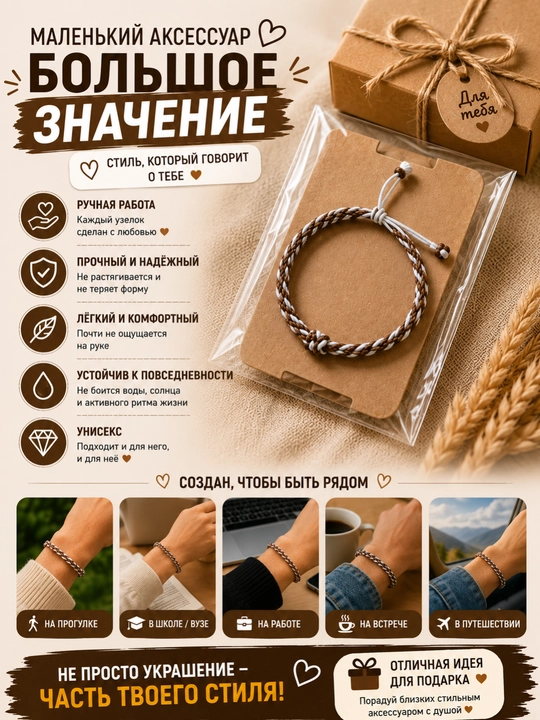 Плетёный браслет дружбы из цветных нитей, унисекс