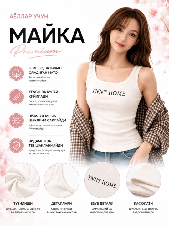 Ayollar uchun mayka, klassik mayka, yengil mayka, ayollar topi, yoz uchun mayka - 