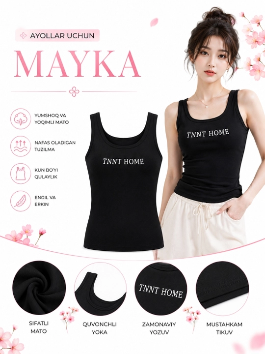 Ayollar uchun mayka, klassik mayka, yengil mayka, ayollar topi, yoz uchun mayka