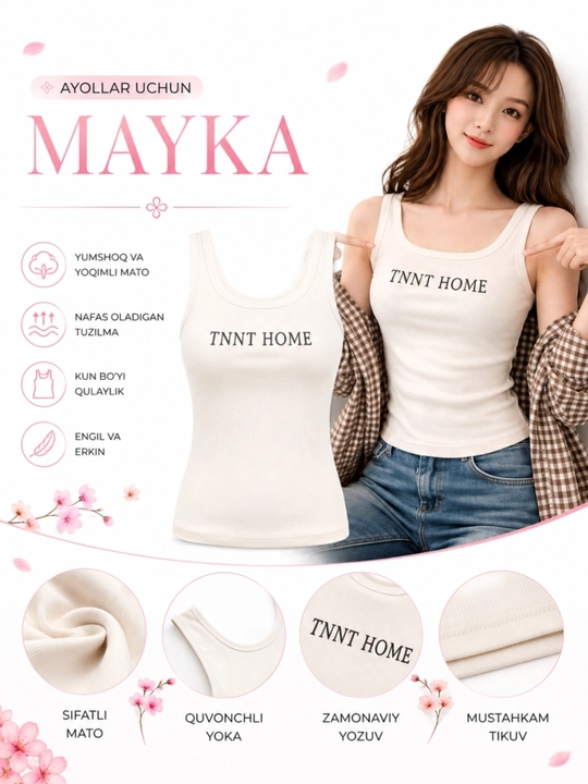 Ayollar uchun mayka, klassik mayka, yengil mayka, ayollar topi, yoz uchun mayka