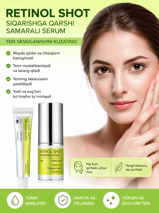 Yuz uchun Retinol toplam: zardob va krem-bugater, 2 dona - 