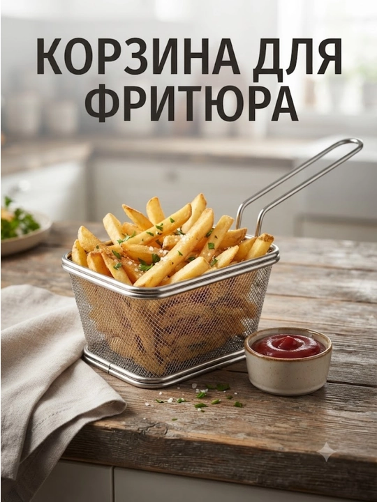 Корзина для фритюра, из нержавеющей стали, 100 мм, 90 мм. Высота 60 мм - 