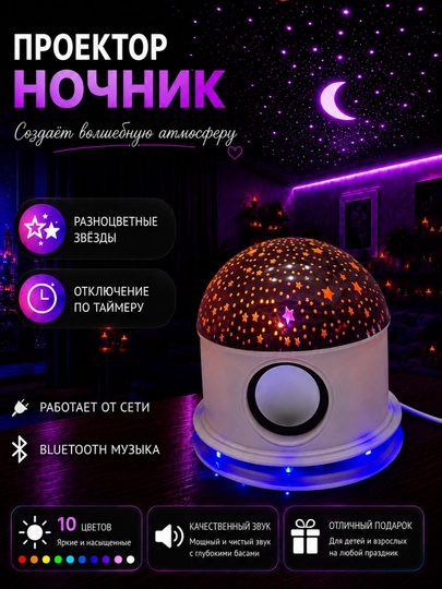 Проектор «Звездное небо» – ночник, создающий волшебную и спокойную атмосферу в вашем доме - 