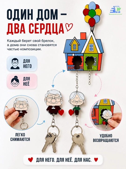 Парная ключница и брелок c персонажами "ВВЕРХ"