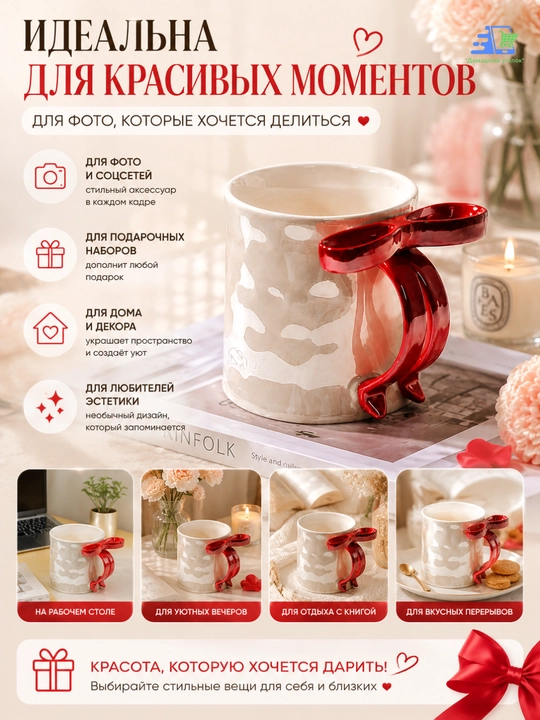 Кружка с бантом pinterest