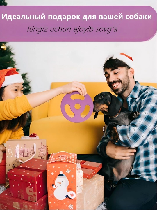 Фиолетовый фрисби для собак, прочная резиновая игрушка для крупных пород