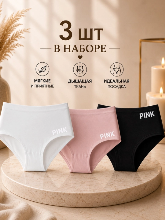 Женские бесшовные трусы, набор 1,2,3 шт, высокая посадка, мягкое эластичное белье - 